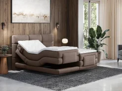 Conjunto boxspring relax Tela - Marrón - 2 x 90 x 200 cm - LODI de^Palacio Discount