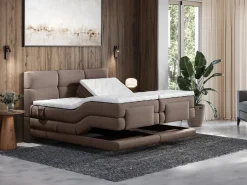 Palacio Conjunto boxspring relax Tela - Marrón - 2 x 80 x 200 cm - LODI de Marru00f3n Clearance