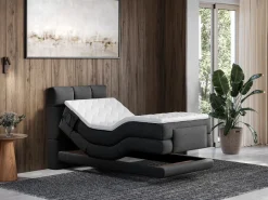 Palacio Cama Continental Boxspring|Cama Articulada|Conjunto boxspring relax tela antracita 100x200 cm LODI