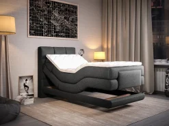 Palacio Cama Continental Boxspring|Cama Articulada|Conjunto boxspring relax tela antracita 100x200 cm LODI