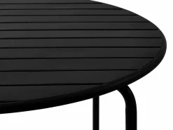 MYLIA Conjunto comedor jardín metal una mesa D.110cm y 4 sillas apilables - - MIRMANDE Negro Hot