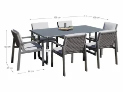Conjunto comedor jardín ONIX 7 piezas Antracita^ Discount