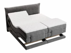 Palacio Cama Continental Boxspring|Cama Articulada|Conjunto completo Boxspring eléctrico 2 x 80 x 200 cm tamaño queen Antracita Tela - ZANORO de