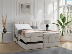 Palacio Conjunto completo boxspring eléctrico 2 x 90 x 200 cm - Tela - KALASI de Beige Outlet