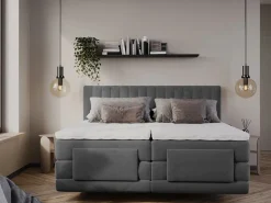 Conjunto completo Boxspring eléctrico 2 x 90 x 200 cm king size Antracita Tejido - DONISI de^Palacio Outlet