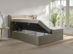Ysmée Conjunto completo de decoración de dormitorio con canapés abatibles - 160 x 200 - Terciopelo - - ORANA Topo