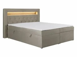 Ysmée Conjunto completo de decoración de dormitorio con canapés abatibles - 160 x 200 - Terciopelo - - ORANA Topo