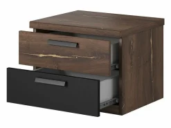 Meublorama Dormitorio Completo|Conjunto completo de dormitorio FOX – Cama con canapé 180x200, somier incluido, Armario, Cómoda, Mesitas de noche – Roble oscuro