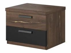 Conjunto Completo de Dormitorio FOX – Armario de 200 cm, Cama de 180x200 con somier incluido, Cómoda, Mesitas de noche – Roble oscuro^Meublorama Clearance