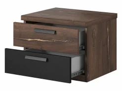 Conjunto Completo de Dormitorio FOX – Armario de 200 cm, Cama de 180x200 con somier incluido, Cómoda, Mesitas de noche – Roble oscuro^Meublorama Clearance