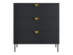 Conjunto completo MONDO – estructurado y dorado – Cama con canapé 180x200 con somier + Armario + Cómoda + 2 mesitas de noche^Meublorama New