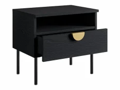 Conjunto completo MONDO – estructurado y dorado – Cama con canapé 180x200 con somier + Armario + Cómoda + 2 mesitas de noche^Meublorama New