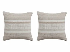 OZAIA Conjunto de 2 cojines 100% lana hechos a mano - 50 x 50 cm - Marfil y beige - EMMA Beige / Marfil