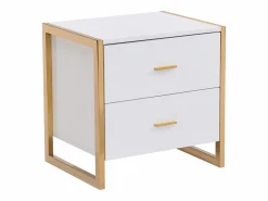 Vente-unique Mesita De Noche|Conjunto de 2 mesitas de noche con 2 cajones MDF lacado y dorado - OMBRELIA de Pascal Morabito