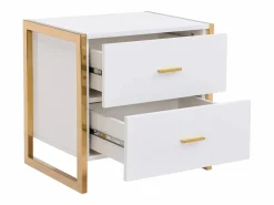Vente-unique Mesita De Noche|Conjunto de 2 mesitas de noche con 2 cajones MDF lacado y dorado - OMBRELIA de Pascal Morabito
