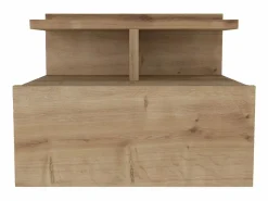 Conjunto de 2 mesitas de noche flotantes con 1 cajón y 1 estante en color natural - AZELNO^Vente-unique Discount