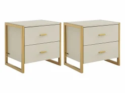 Conjunto de 2 mesitas de noche con 2 cajones en MDF en y dorado - OMBRELIA de Pascal Morabito^Vente-unique Sale