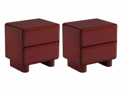 Conjunto de 2 mesitas de noche con 2 cajones - MDF - Burdeos lacado - AUNELA^Vente-unique Best
