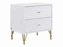 Vente-unique Conjunto de 2 mesitas de noche con 2 cajones en color - LOUREO Blanco Hot