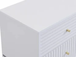 Vente-unique Conjunto de 2 mesitas de noche con 2 cajones en color - LOUREO Blanco Hot