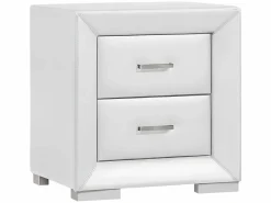 Vente-unique Conjunto de 2 mesitas de noche con cajones en polipiel blanca - CAPITOLE Blanco Clearance