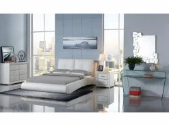 Vente-unique Conjunto de 2 mesitas de noche con cajones en polipiel blanca - CAPITOLE Blanco Clearance