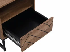 Conjunto de 2 mesitas de noche, 1 cajón y 1 estante abierto, MDF y acero, natural y negro - CARATANA^Vente-unique