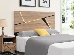 Conjunto de 2 mesitas de noche, 1 cajón y 1 estante abierto, MDF y acero, natural y negro - CARATANA^Vente-unique