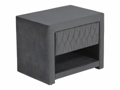 Vente-unique Conjunto de 2 mesitas de noche con cajón y hueco en Terciopelo gris - DANIELE Gris antracita