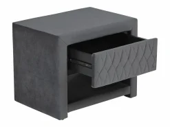 Vente-unique Conjunto de 2 mesitas de noche con cajón y hueco en Terciopelo gris - DANIELE Gris antracita