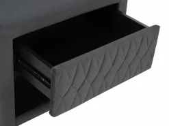 Vente-unique Conjunto de 2 mesitas de noche con cajón y hueco en Terciopelo gris - DANIELE Gris antracita