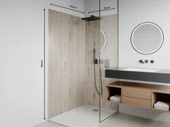 Conjunto de 2 paneles de pared de efecto madera clara en aluminio para ducha L90 x L120 x Alt. 210 cm ENEKO^Vente-unique Best
