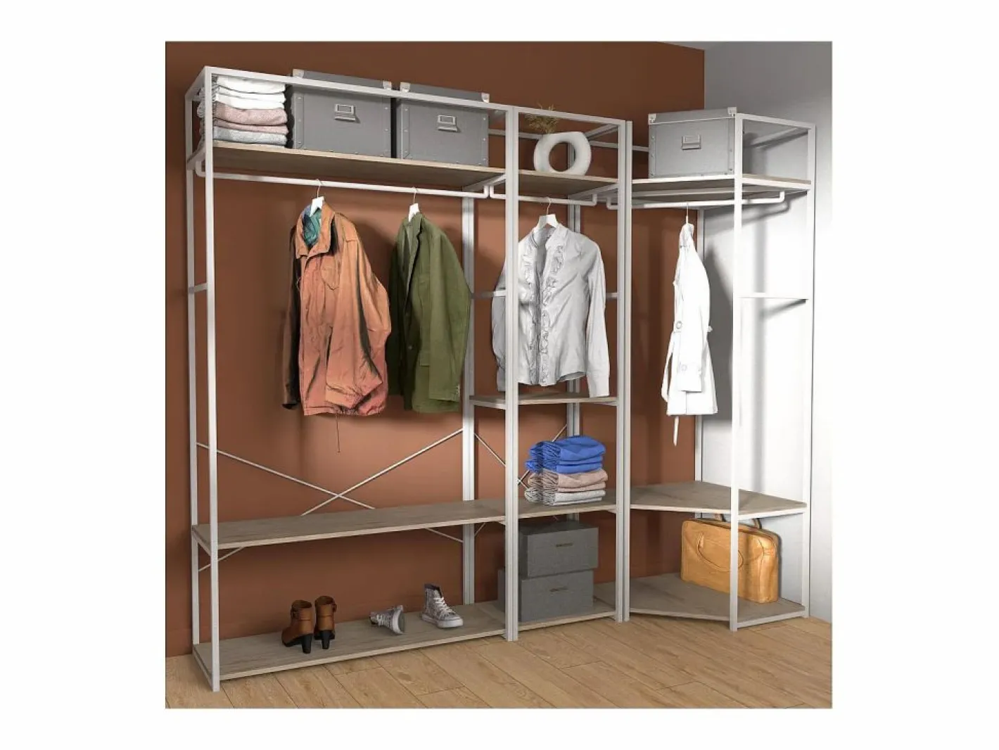 Conjunto de 3 percheros de madera y metal 180x200cm JUNE^ Discount