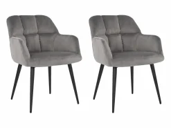 Vente-unique Sillas Y Lotes De Sillas|Conjunto de 2 sillas acolchadas Con reposabrazos - Terciopelo y metal negro. . PEGA