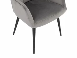 Vente-unique Sillas Y Lotes De Sillas|Conjunto de 2 sillas acolchadas Con reposabrazos - Terciopelo y metal negro. . PEGA