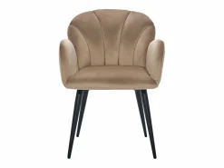 Vente-unique Conjunto de 2 sillas con brazos de terciopelo y metal negro - - LANSENA Beige New