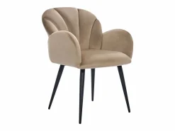 Vente-unique Conjunto de 2 sillas con brazos de terciopelo y metal negro - - LANSENA Beige New