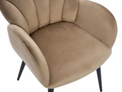 Vente-unique Conjunto de 2 sillas con brazos de terciopelo y metal negro - - LANSENA Beige New