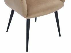 Vente-unique Conjunto de 2 sillas con brazos de terciopelo y metal negro - - LANSENA Beige New
