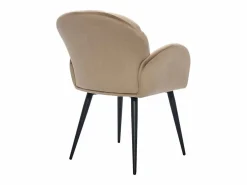 Vente-unique Conjunto de 2 sillas con brazos de terciopelo y metal negro - - LANSENA Beige New