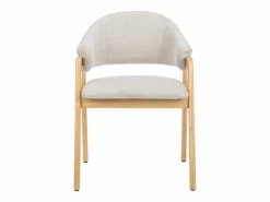 Vente-unique Sillas Y Lotes De Sillas|Conjunto de 6 sillas con brazos en tela y madera de caucho - y Natural - SOLUNA