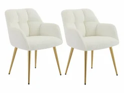 Vente-unique Sillas Y Lotes De Sillas|Conjunto de 2 sillas con brazos - Tela de bouclé y metal dorado - - PEGA