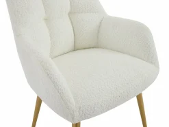 Vente-unique Sillas Y Lotes De Sillas|Conjunto de 2 sillas con brazos - Tela de bouclé y metal dorado - - PEGA