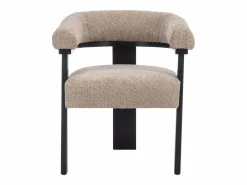 Vente-unique Conjunto de 6 sillas con reposabrazos en tela bouclé y madera de hevea - Topo y negro - LIVELIA Negro / Topo