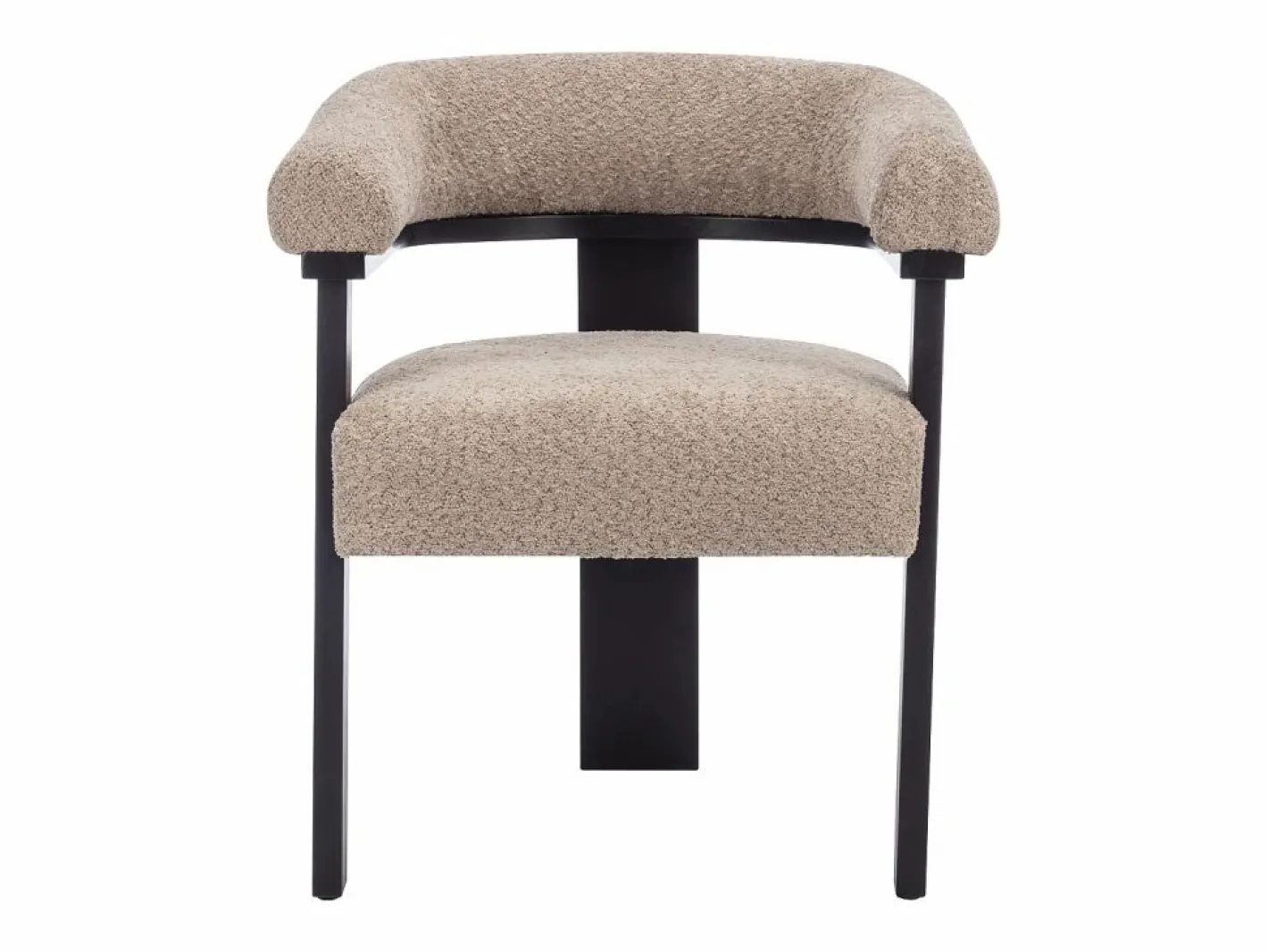 Vente-unique Conjunto de 6 sillas con reposabrazos en tela bouclé y madera de hevea - Topo y negro - LIVELIA Negro / Topo