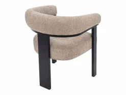 Vente-unique Conjunto de 6 sillas con reposabrazos en tela bouclé y madera de hevea - Topo y negro - LIVELIA Negro / Topo