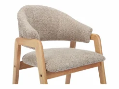 Vente-unique Conjunto de 6 sillas con reposabrazos en tejido bouclé y madera de caucho - Taupe y natural - SOLUNA Topo Sale