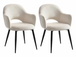 Maison Céphy Conjunto de 2 sillas con reposabrazos de terciopelo y metal negro - - ALSEY de Beige Clearance