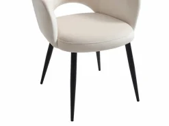 Maison Céphy Conjunto de 2 sillas con reposabrazos de terciopelo y metal negro - - ALSEY de Beige Clearance