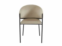 Vente-unique Sillas Y Lotes De Sillas|Conjunto de 6 sillas con reposabrazos de terciopelo y metal negro - Gris - ORDIDA
